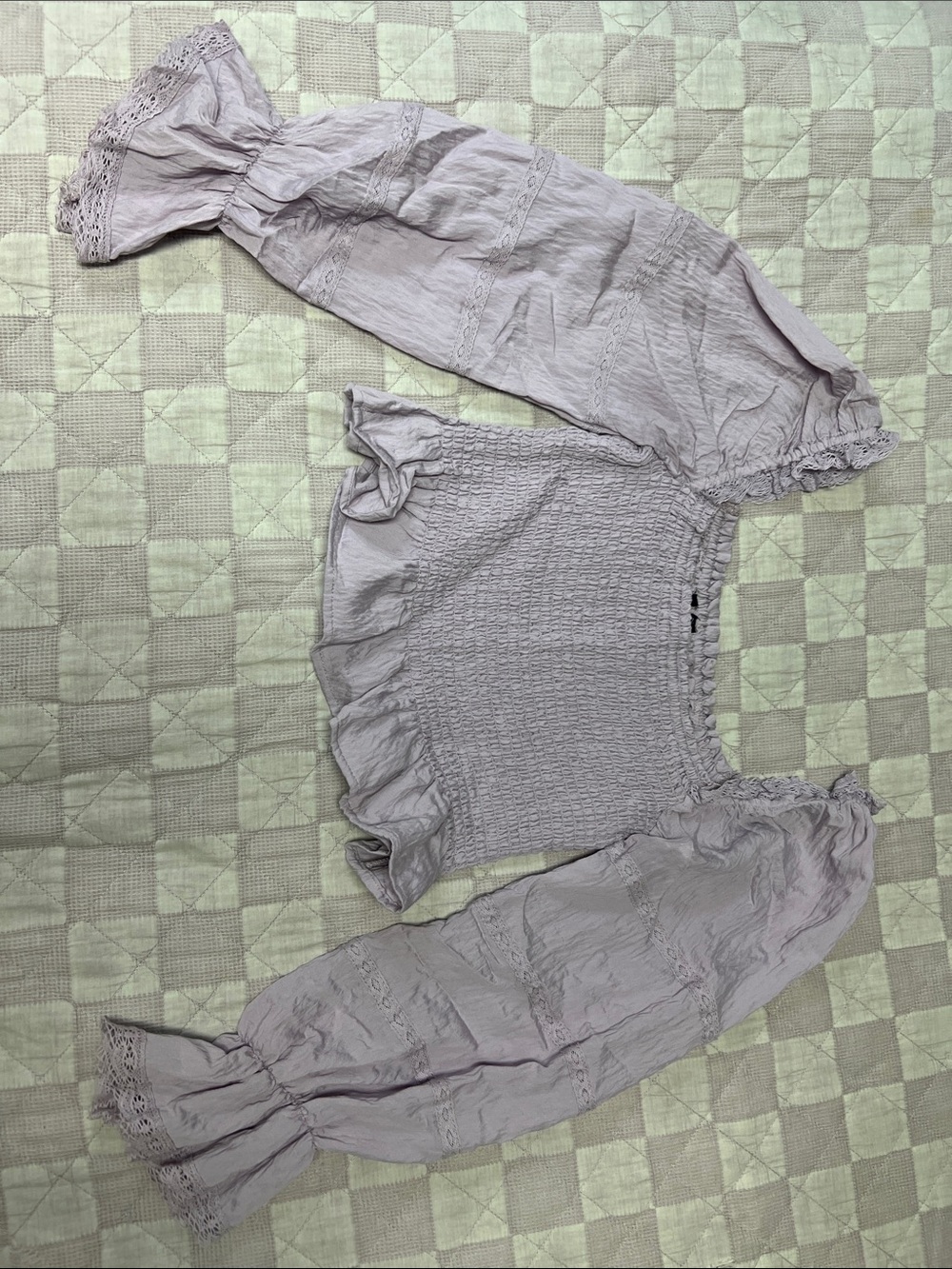 Forever 21 Lavender Smocked Off-Shoulder Blouse